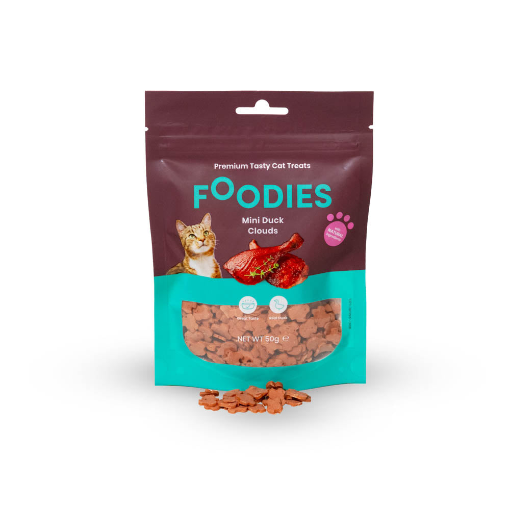 חטיף FOODIES לחתול מיני ענני ברווז 50 גרם