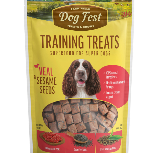Dog fest חטיפי אילוף קוביות בטעם הודו וזרעי פשתן 90 גרם