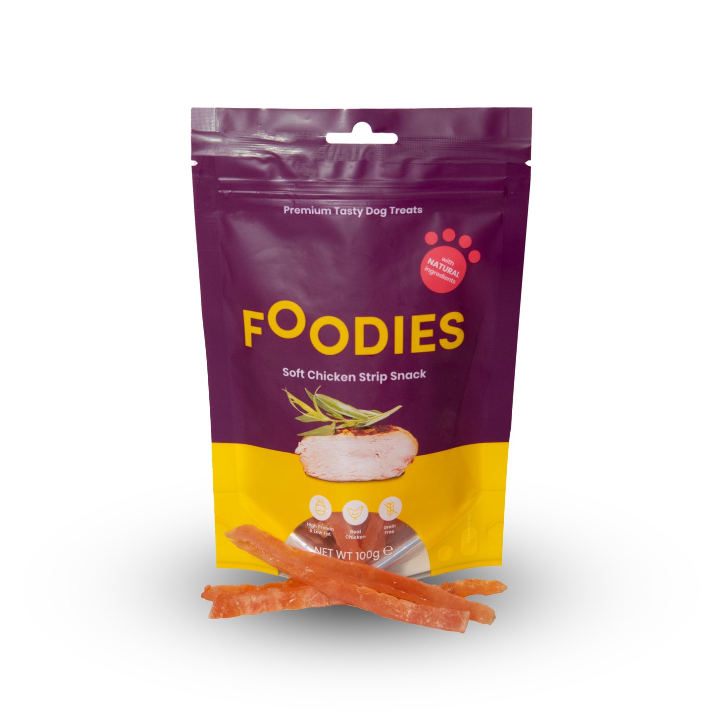 חטיף FOODIES רצועות עוף רכות 100 גרם
