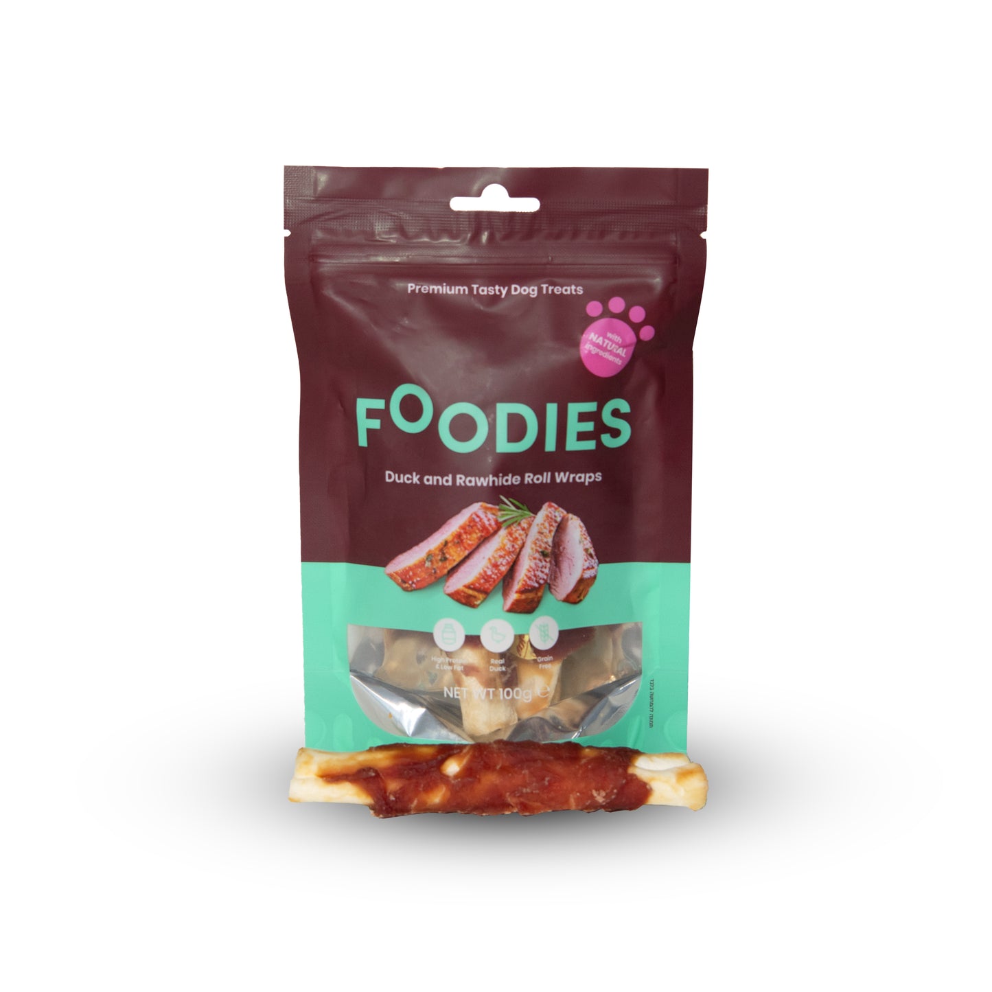 חטיף FOODIES מגולגל ברווז ועור בקר 100 גרם