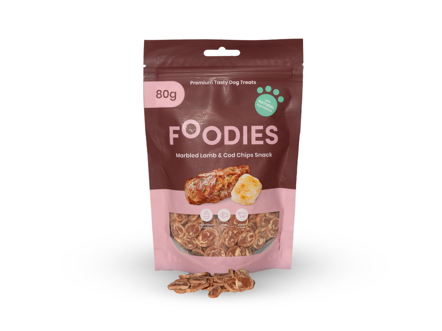 חטיף FOODIES נגיסי כבש ודג קוד 80 גרם