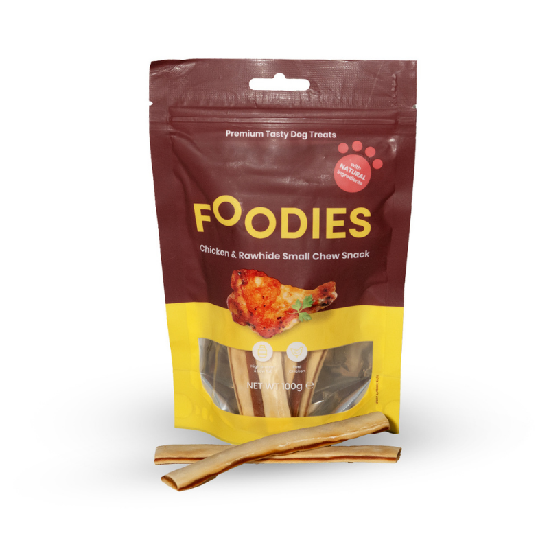 חטיף FOODIES מקלוני לעיסה עוף ועור בקר 100 גרם