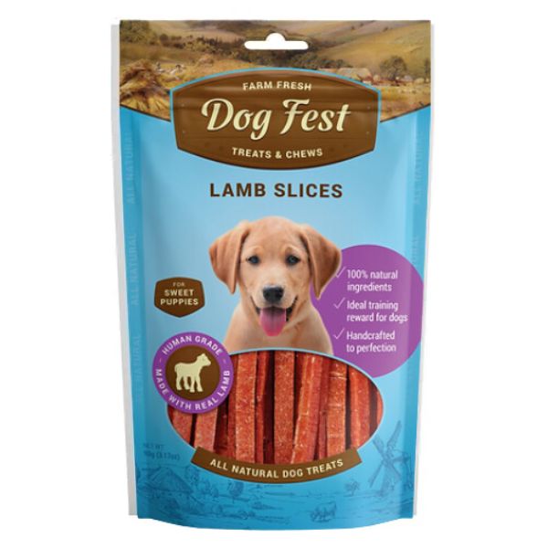 Dog fest חטיף רצועות כבש לגורים 90 גרם