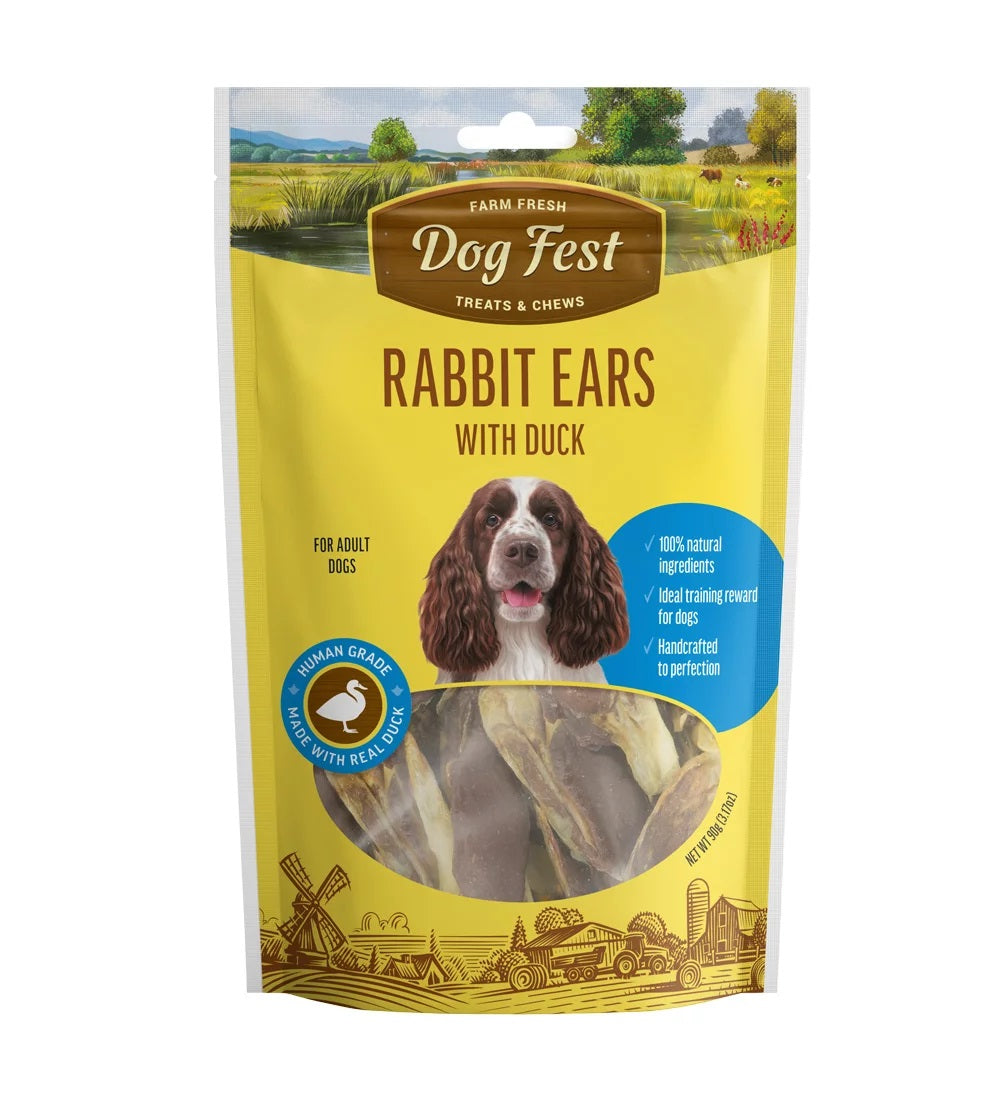 Dog fest חטיף אוזני ארנב עם בשר ברווז 90 גרם