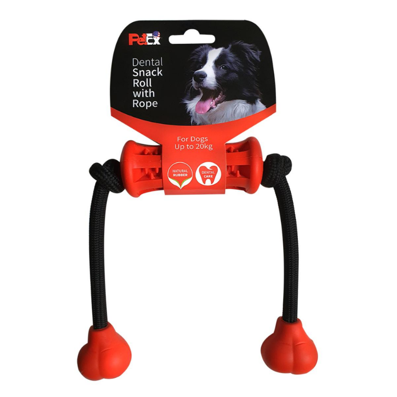 פטקס מקל דנטלי אדום מנטה + חבל משחק